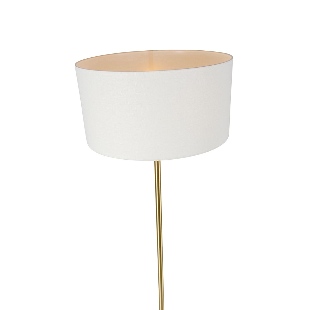 Vloerlamp messing met kap wit 50 cm - Simplo
