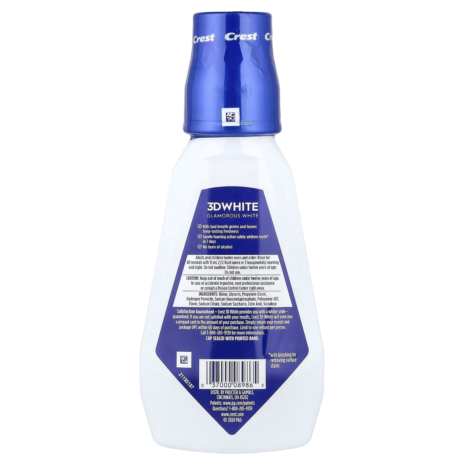 Crest, 3D White Multi-Care Clean Whitening Mondspoeling, Glamorous White, Radiant Mint, 16 fl oz (473 ml)
