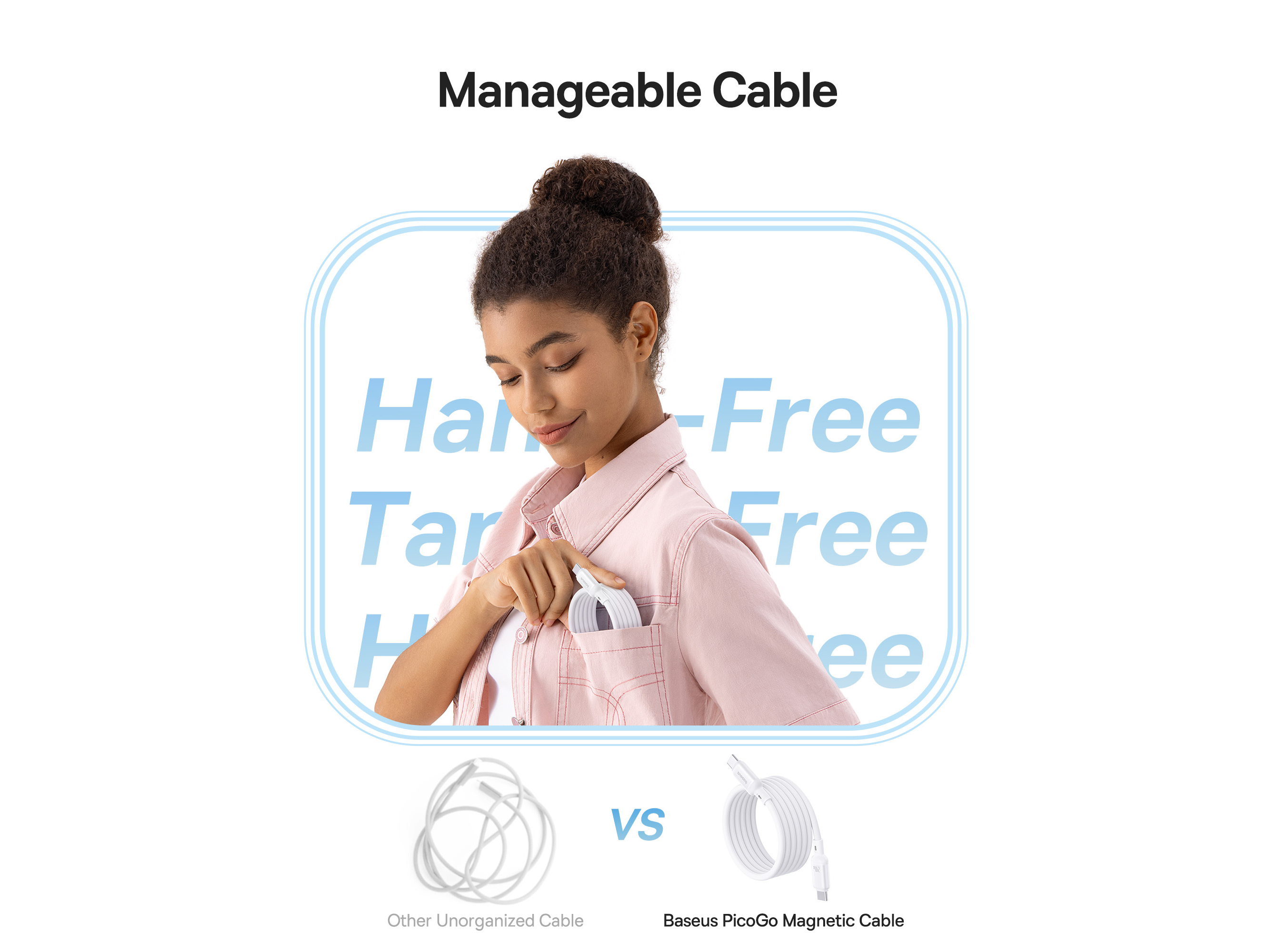 CABO MAGNETICO BASEUS MOON WHITE PICOGO USB-C/USB-C