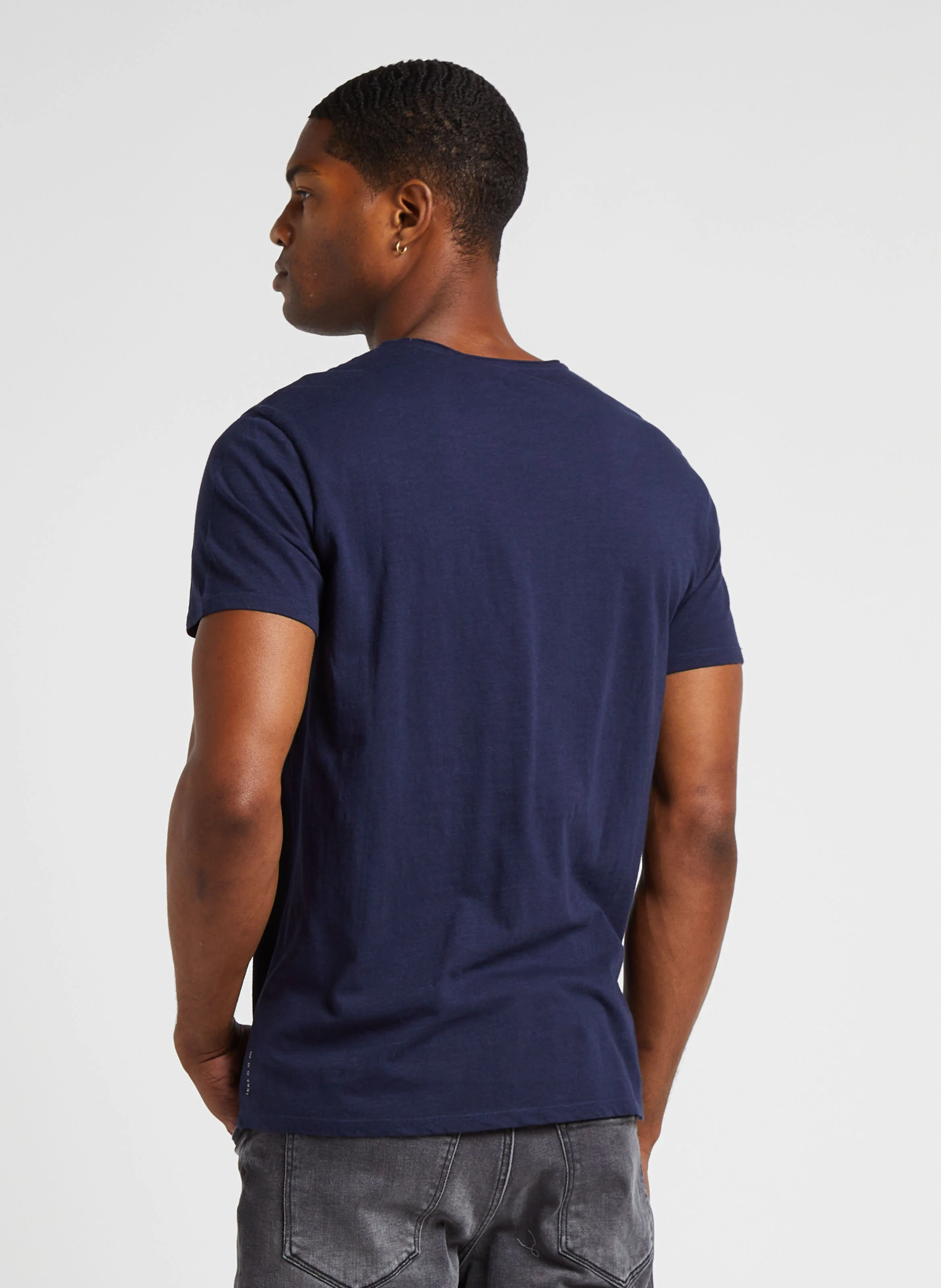 Tee-shirt col rond en coton | Bleu