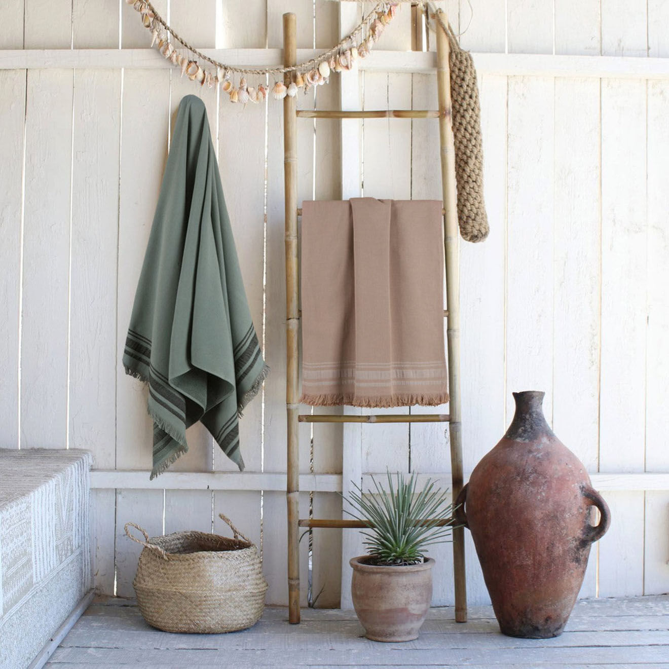 Febronie Fouta éponge Faro vert  - 100x180 cm
