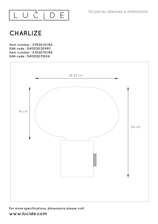 Lucide Charlize tafellamp smoke