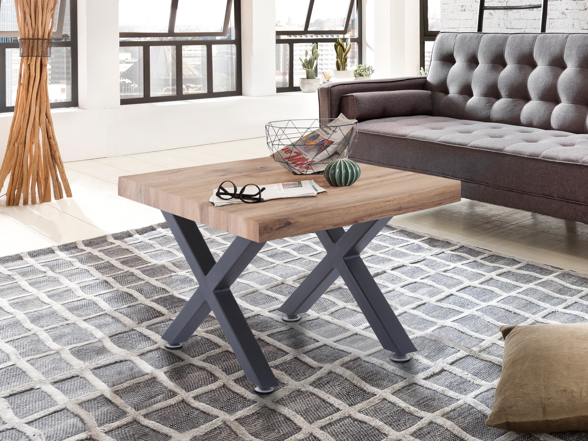 Couchtisch 60x60 Eiche Dekor Beistelltisch Wohnzimmertisch Sofatisch Tisch