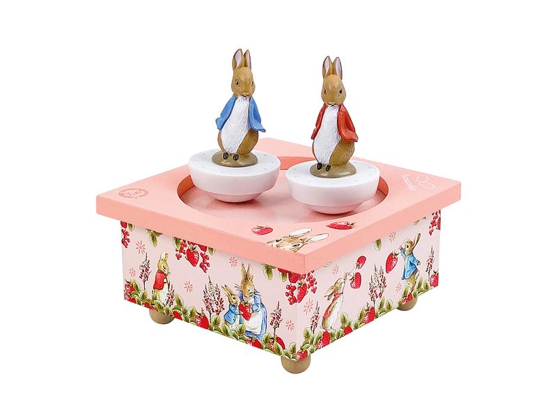 trousselier Spieluhr tanzend Peter Hase, Erdbeeren Magnetische Musikspieldose
