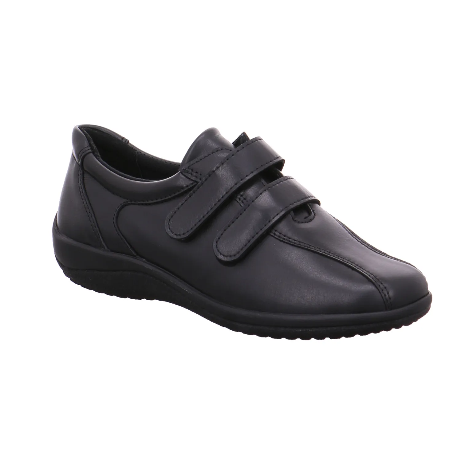 VAN DER LAAN Comfort-Velcro Schwarz Leder