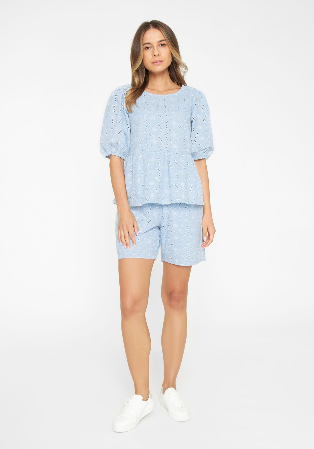 Knowledge Cotton Apparel Shorts Embroidery Anglaise Skyway