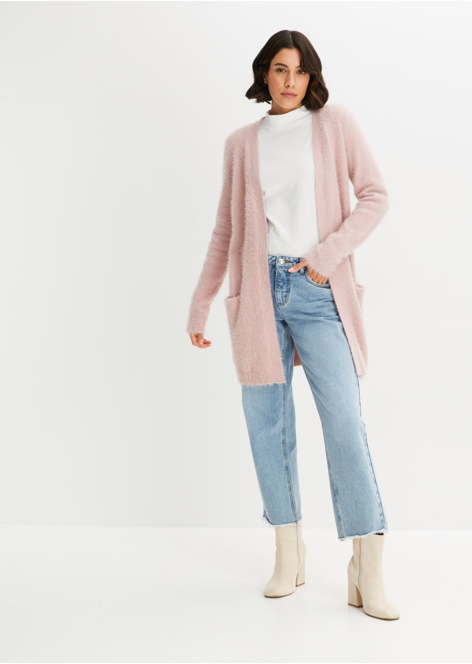 Gilet long en maille duveteux