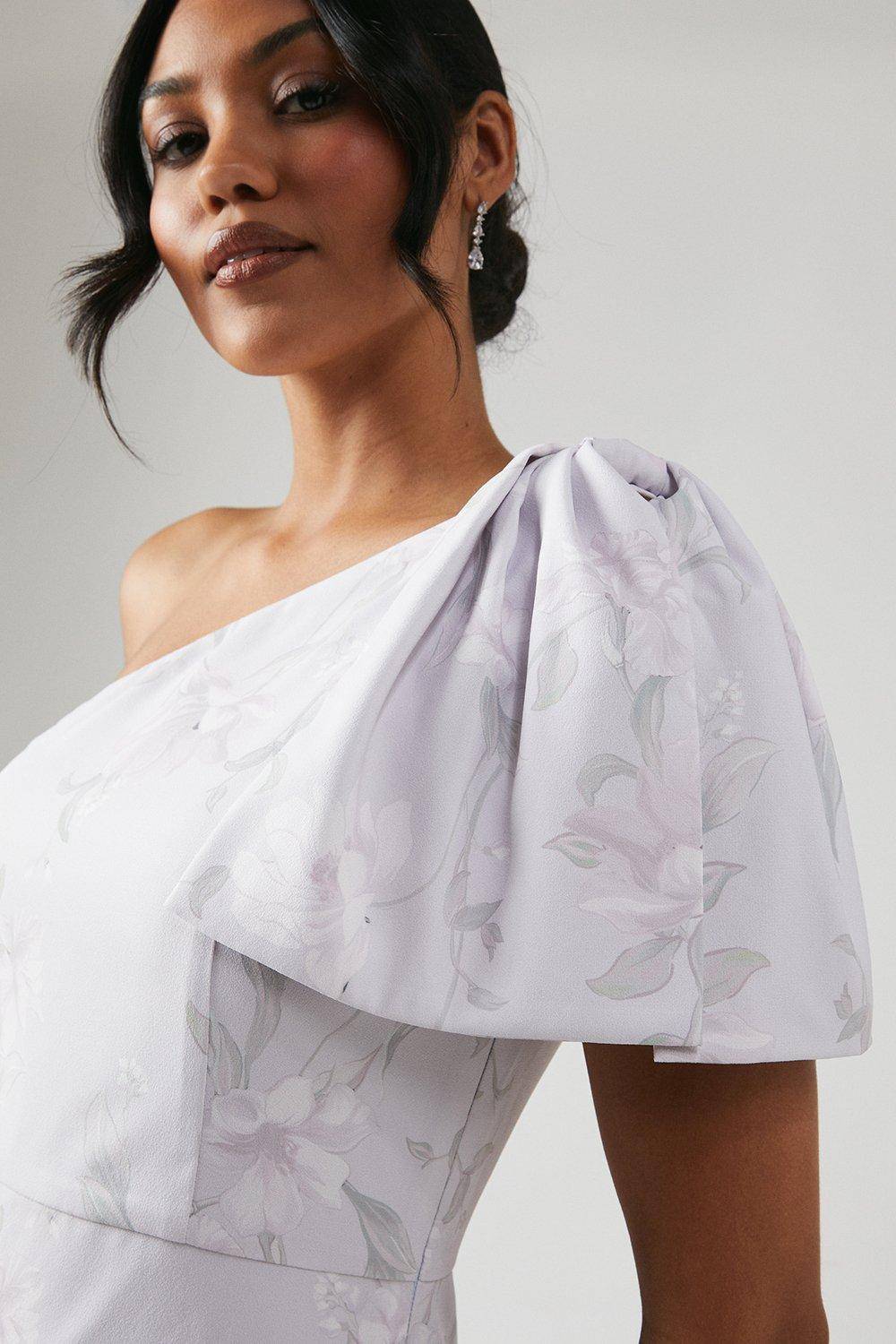 Coast Robe de Demoiselle d'Honneur Imprimée à Nœud et Épaule Dénudée