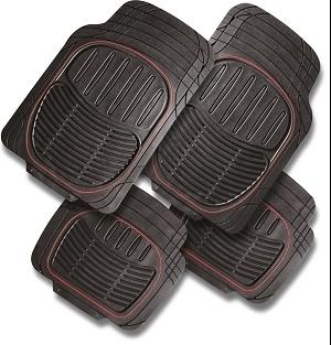 TAPIS AUTO 4 PCS CAOUTCHOUC DECOUPABLE LISERET ROUGE EXTREME