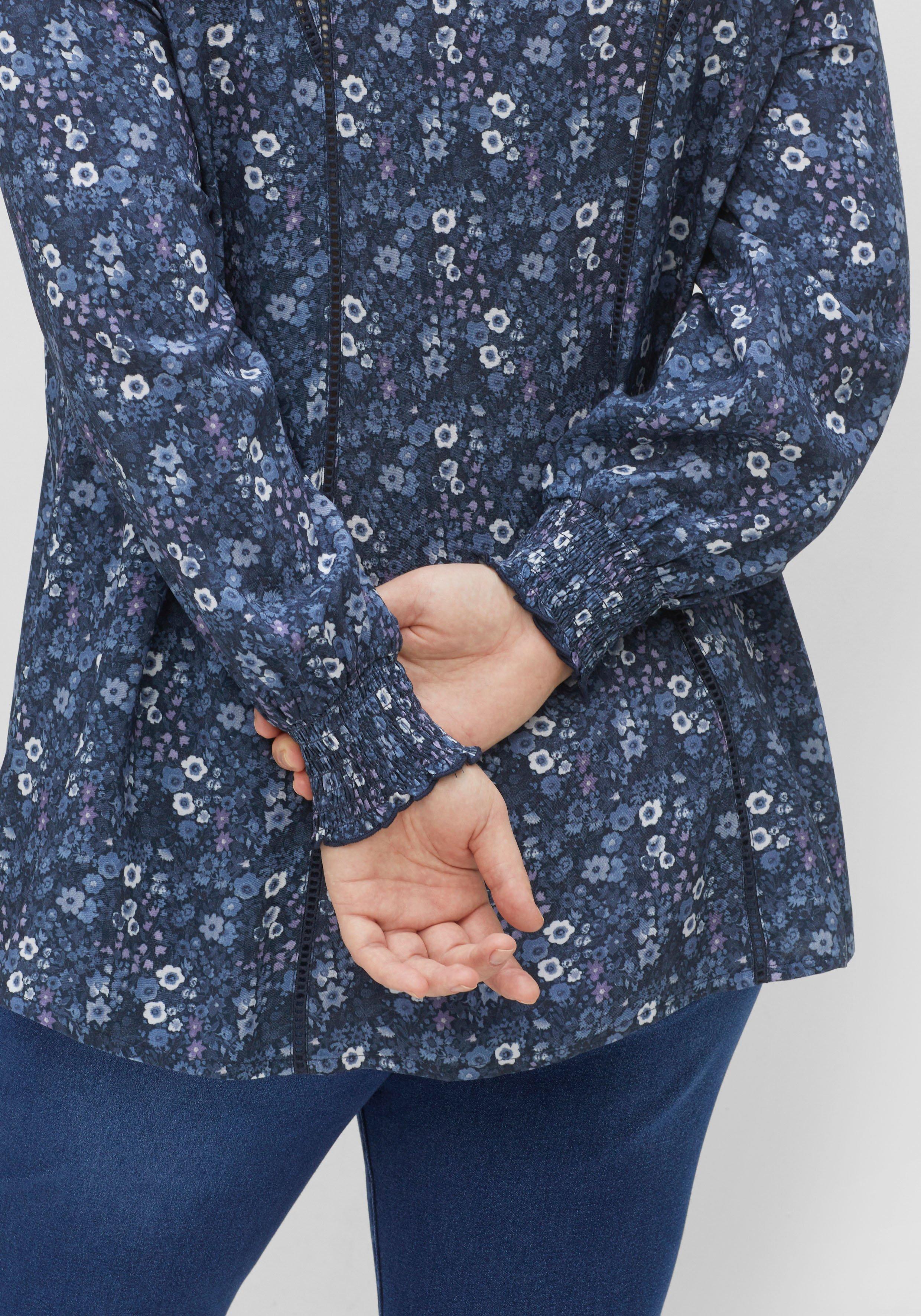Tunika mit Blumenprint und Smok-Details