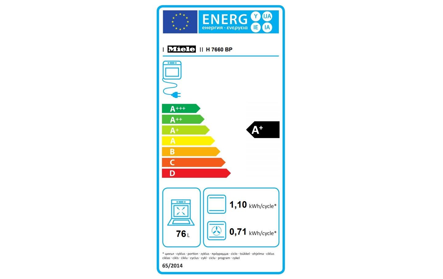 Einbaubackofen H 7660-60 BP Graphit A+<br>Backofen im gut kombinierbaren Design mit Speisenthermometer