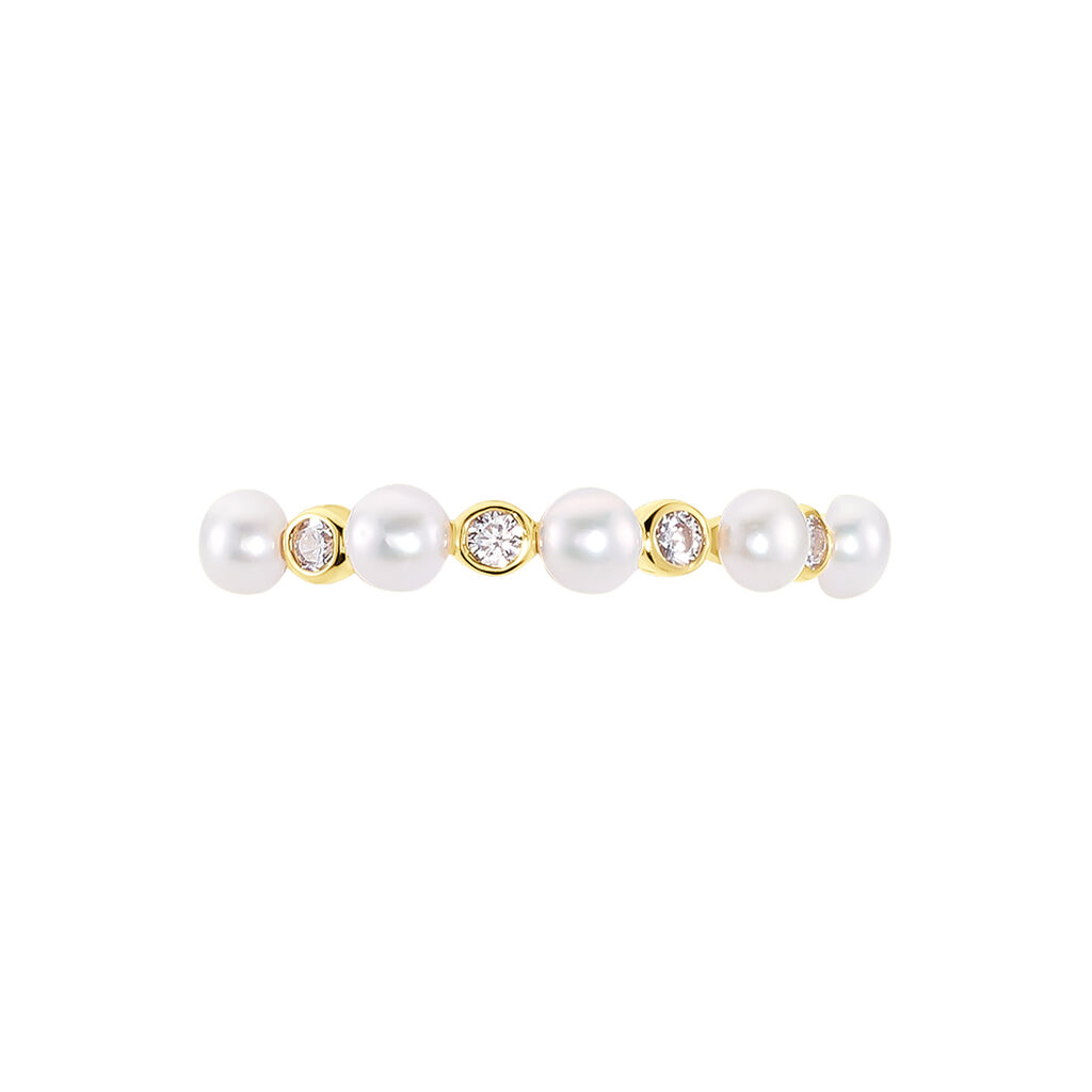 Bague Tiny Pearls Or Jaune Perle De Culture Oxyde De Zirconium