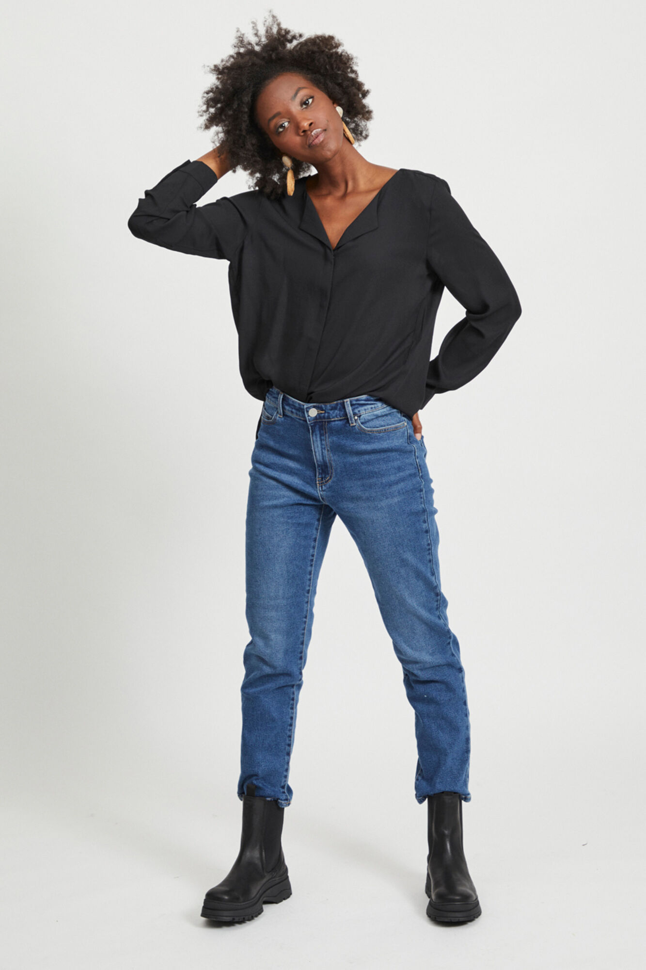 Blusa de manga comprida - Preta