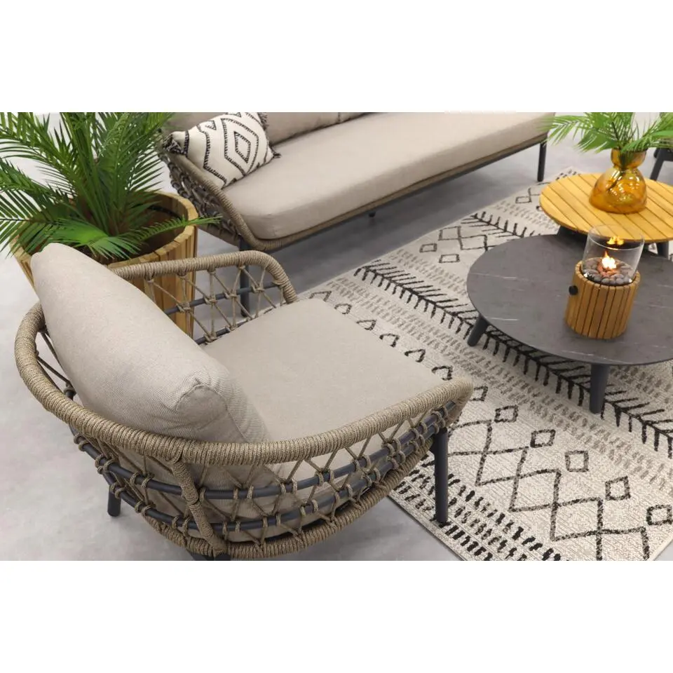 Julia stoel bank loungeset - 5-delig - antraciet