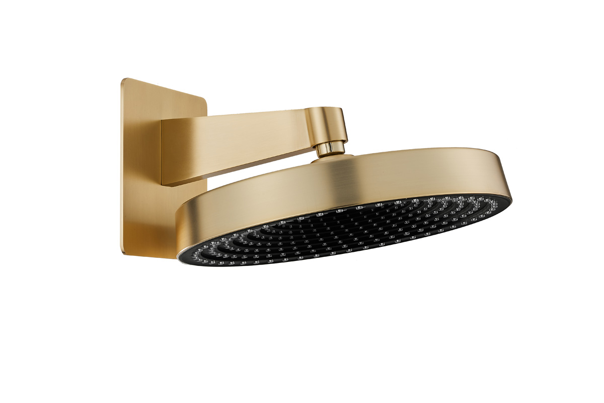 Saniclear Evolution hoofddouche 30cm met wandbevestiging geborsteld messing