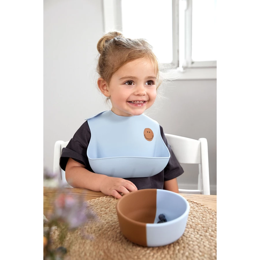 LÄSSIG Silikonlätzchen, Happy Rascals Smile sky blue