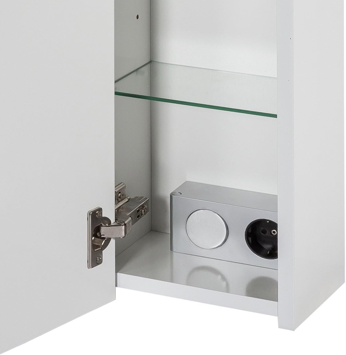 Schildmeyer Spiegelschrank 125353, 80 x 75 x 16 cm, weiß Glanz