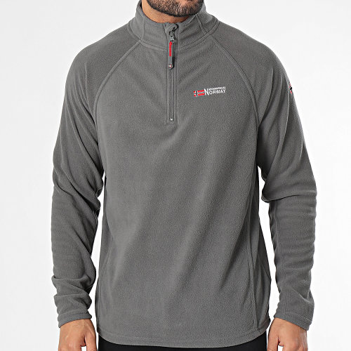 Sweat Col Zippé Polaire Gris