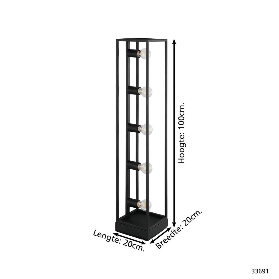 EGLOEldrickVloerlamp-E27-100cm-Zwart