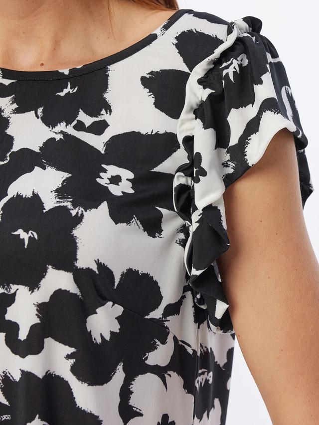 Druckblusenshirt Kurzarm mit Rüschen