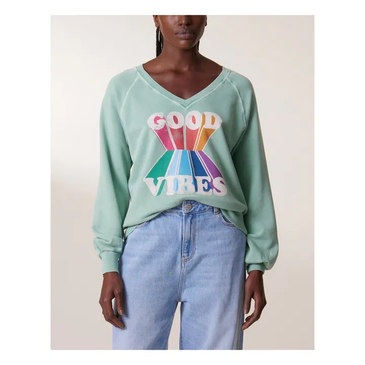 Leon & Harper Sweat Shiva Vibes Coton Bio | Vert céladon