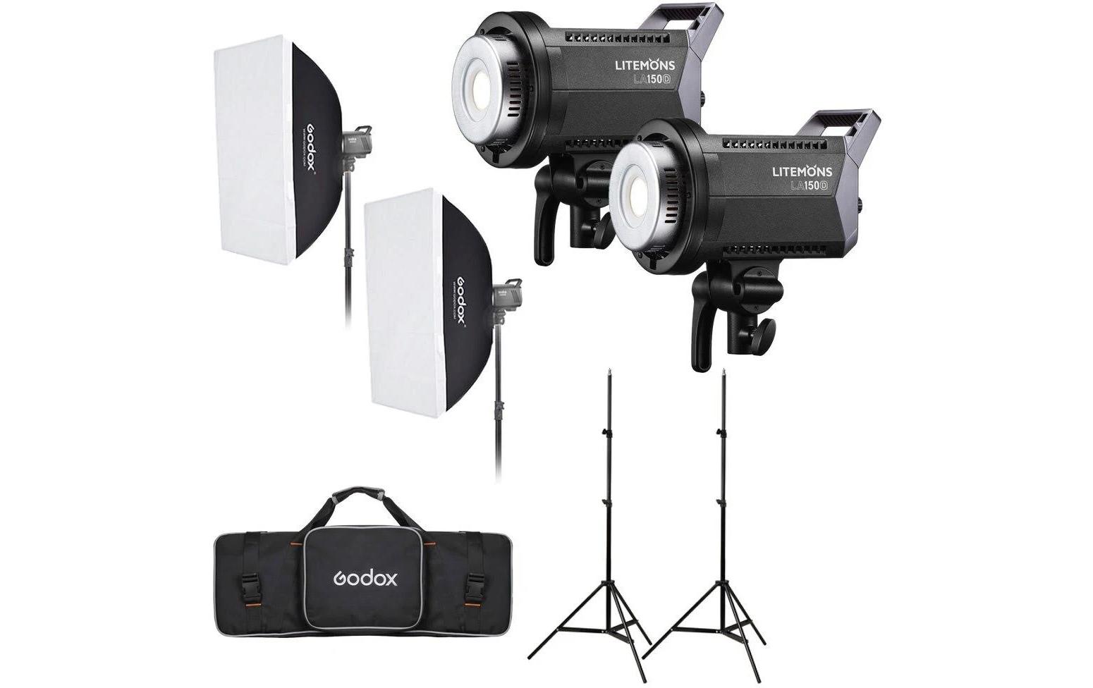LA150D-K2 Litemons Studio Licht-Kit<br>Tageslicht LED-Leuchten Set für Studioaufnahmen, dimmbar
