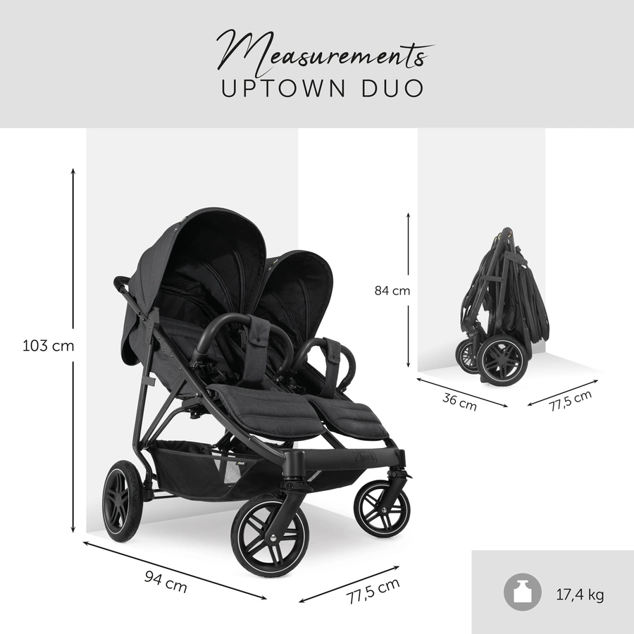 hauck Geschwisterwagen Uptown Duo Melange Black