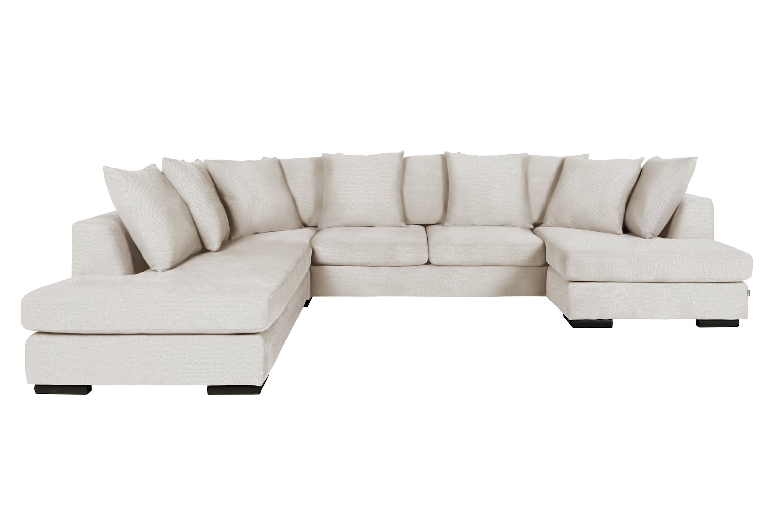 Paso Doble Night U-sofa Åpen ende venstre, hjørne, 2-seter og Divan høyre. I tekstil Mito Pearl, EU komfort med sort treben 5cm, Promotion 1
