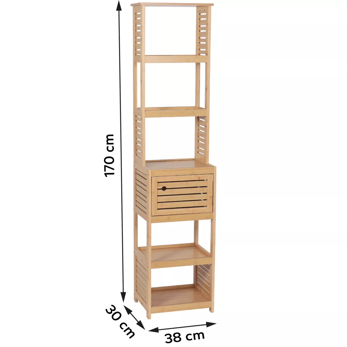 Meuble colonne salle de bain (38 x H170 cm) Trinidad Naturel