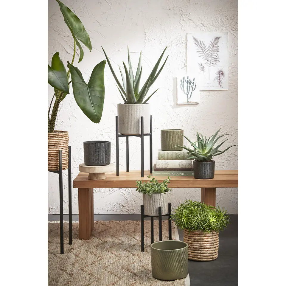 Mica Decorations Plantenstandaard - metaal - zwart - H25 x B16 cm