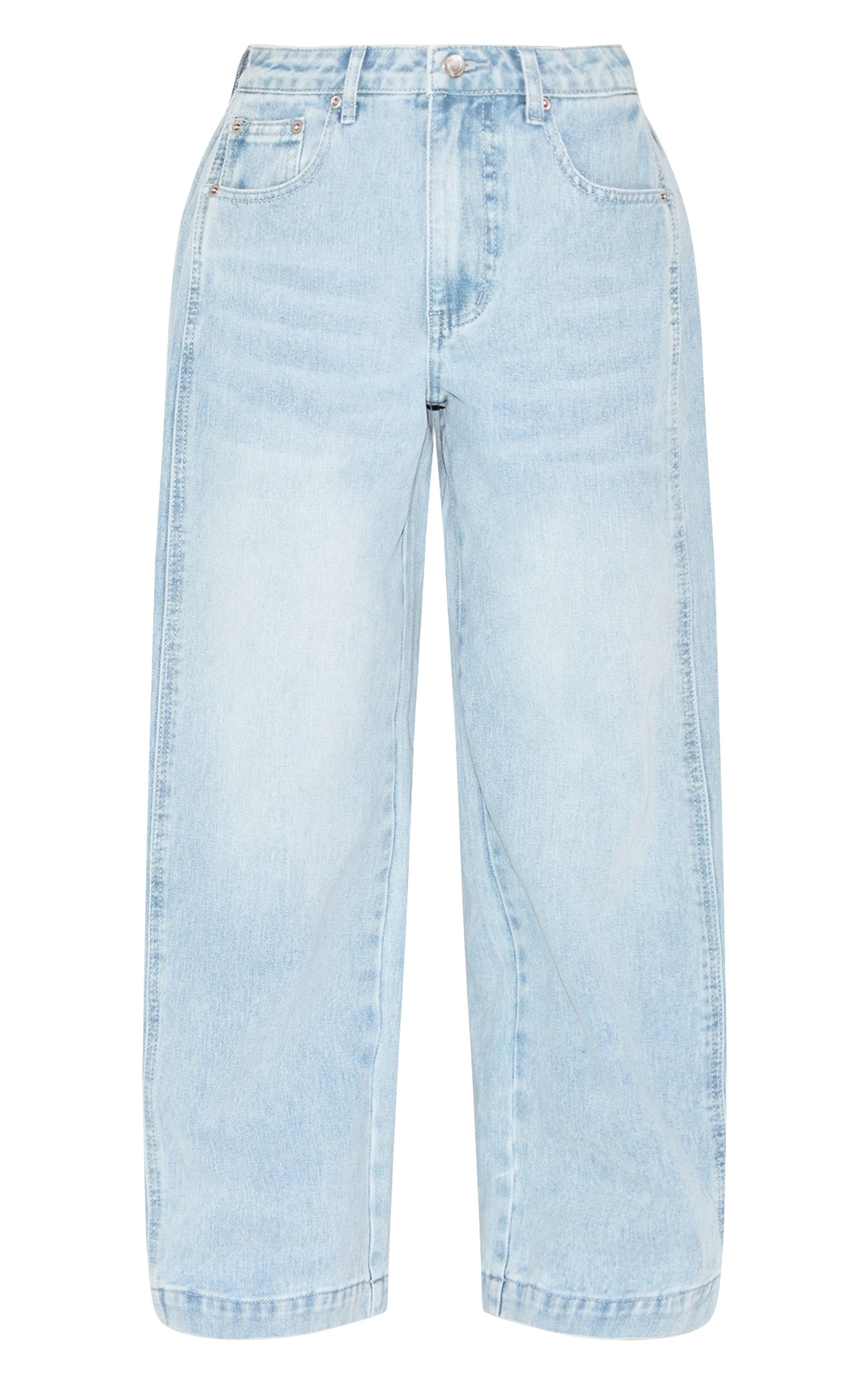 Bleu Clair Jean Large À Détails Plissés Latéraux En Denim Petite