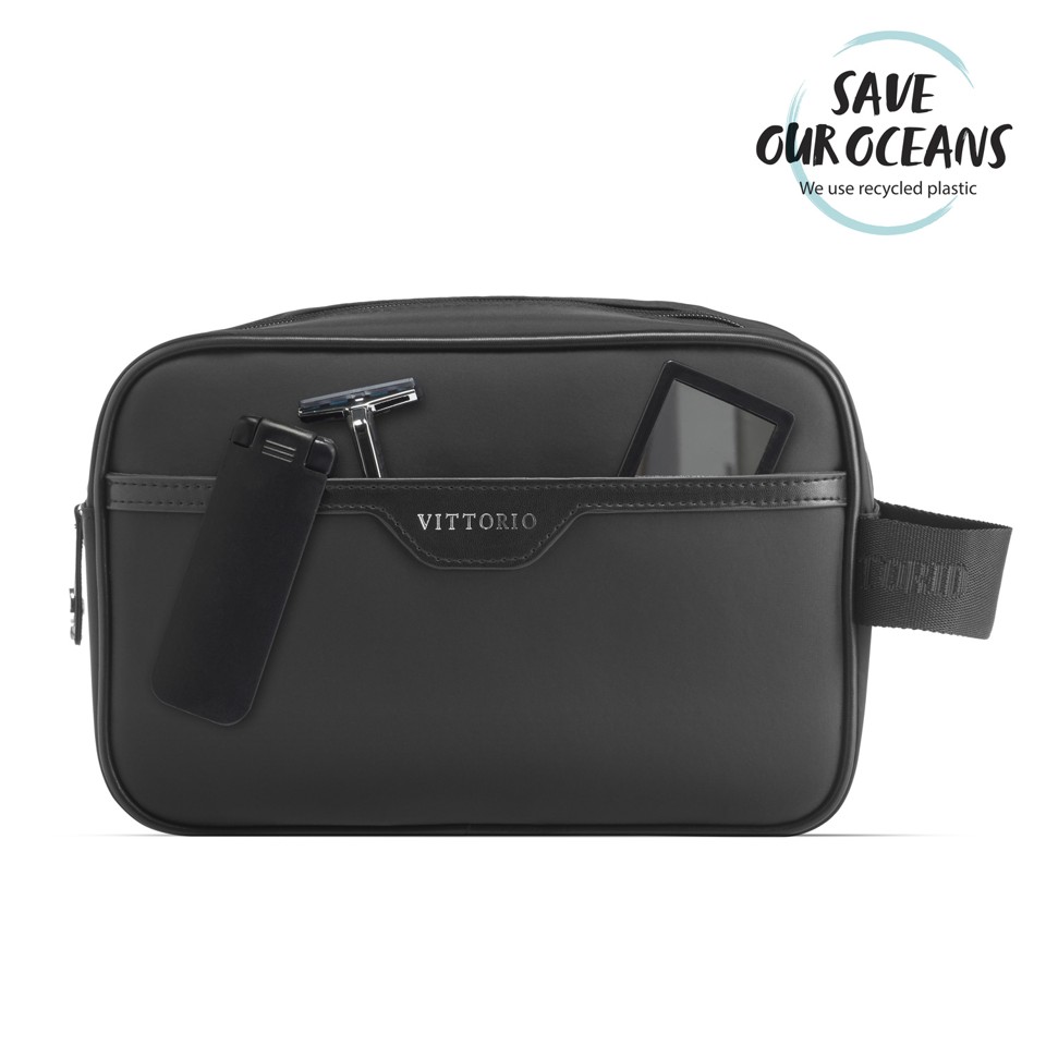 Vittorio - Washbag 100% Recycled Plastic Black - Toilettaske