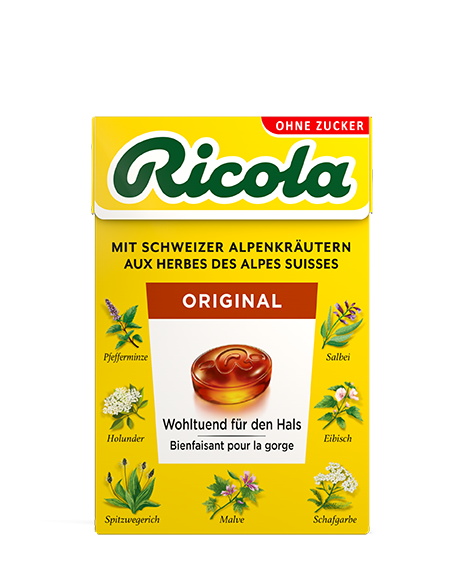 Ricola Kräuterbonbons Pastillen Original ohne Zucker mit Stevia Box 50 g
