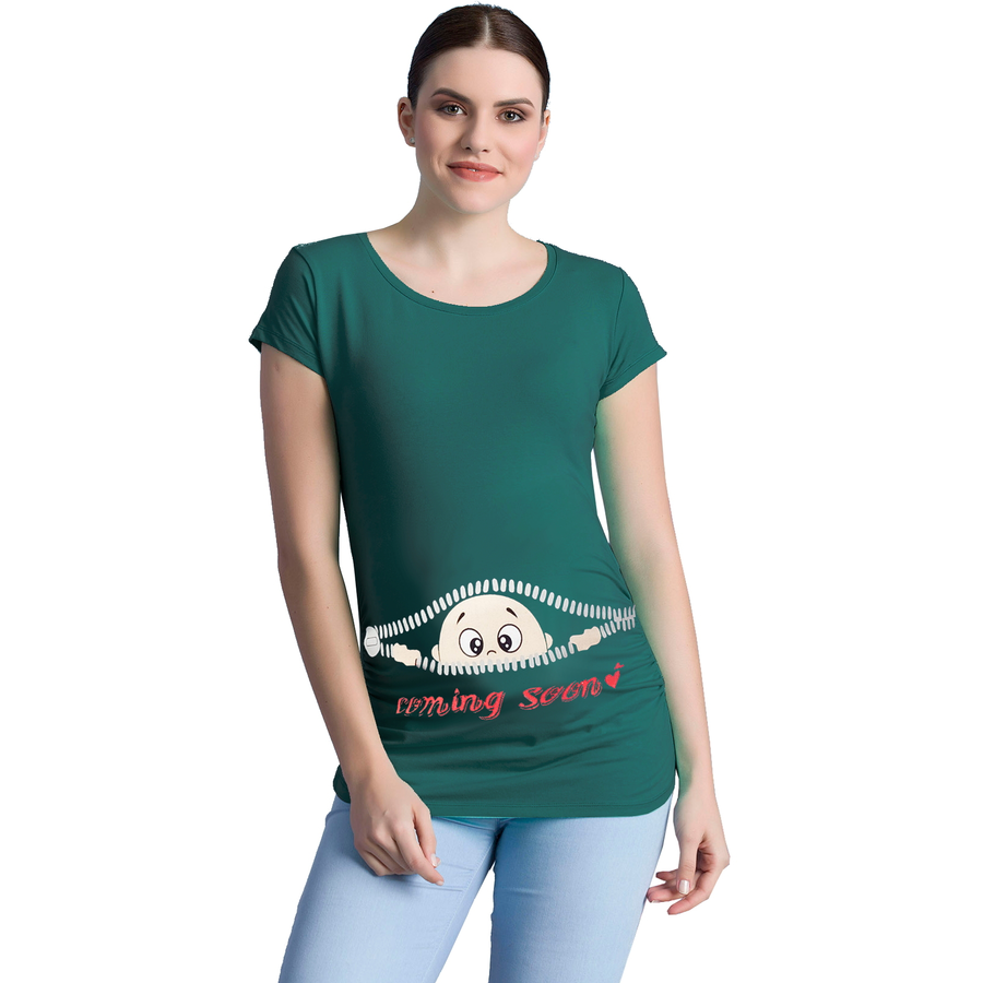 M.M.C. Umstandsshirt Coming Soon mit Motiv Dunkelgrün