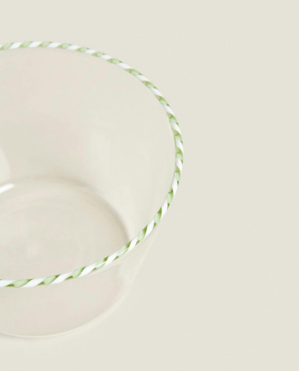 Tigela de vidro borossilicato com bengala doce de Natal