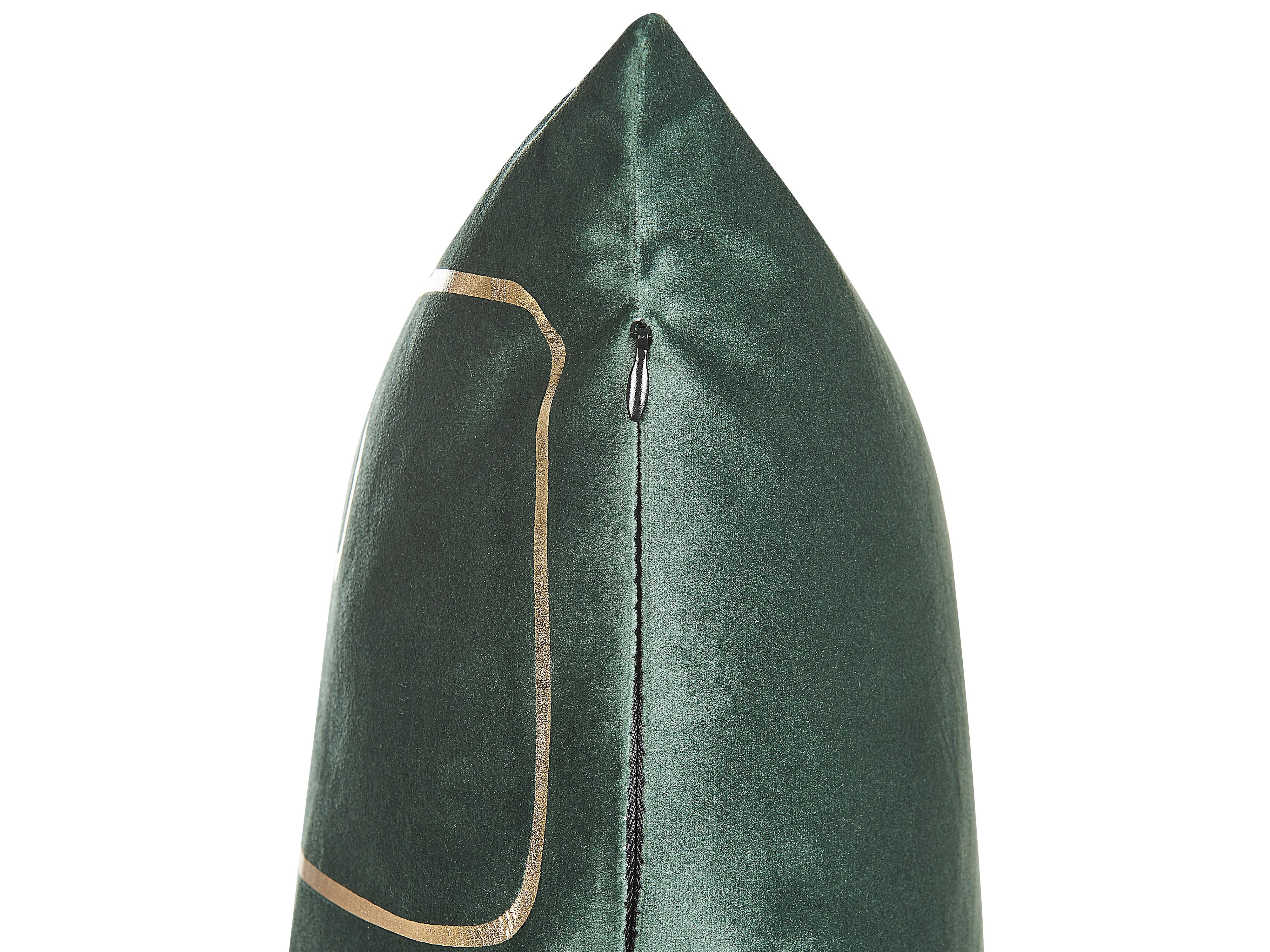 Set van 2 sierkussens PHILODENDRON Fluweel 45 x 45 cm Smaragdgroen abstract patroon