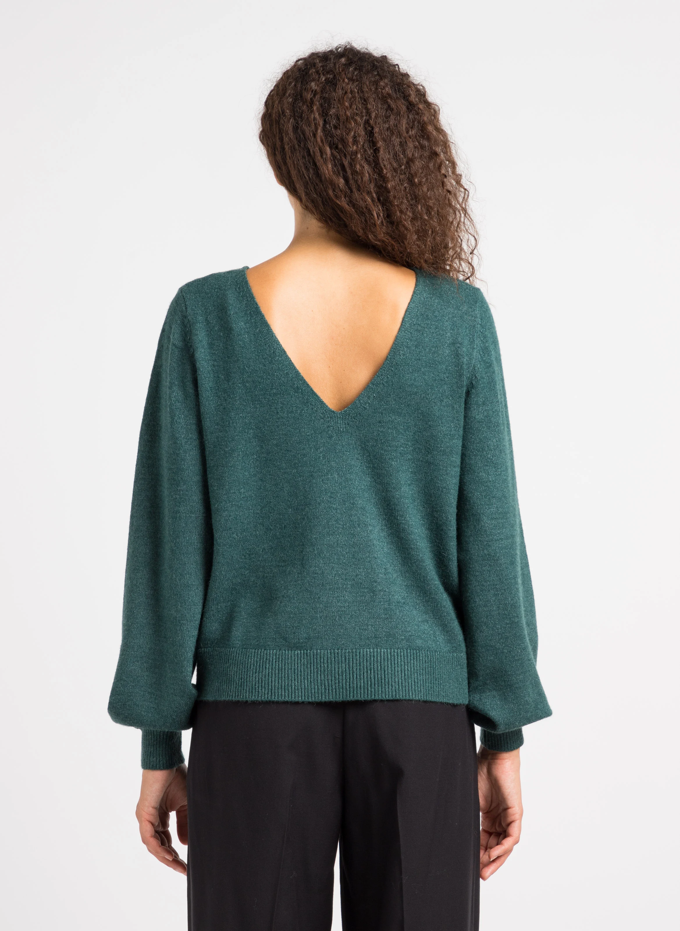 RIL - Pull col rond en maille mélangée | Vert
