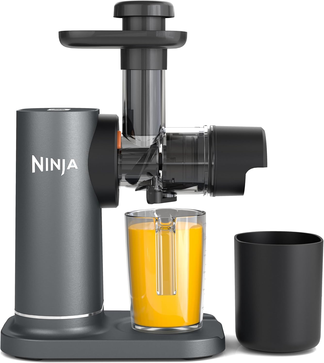 Ninja Kaltpresse-Entsafter Gemüse und Obst mit 700-ml-Becher & 1,1-L-Fruchtfleischbehälter, für frische Säfte, Drinks & Wellness-Shots, kompakt, spülmaschinenfest & abnehmbare Teile, Grau JC151EU