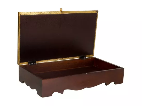 Coffret à bijoux en bois et métal marron 33x20,5x7h
