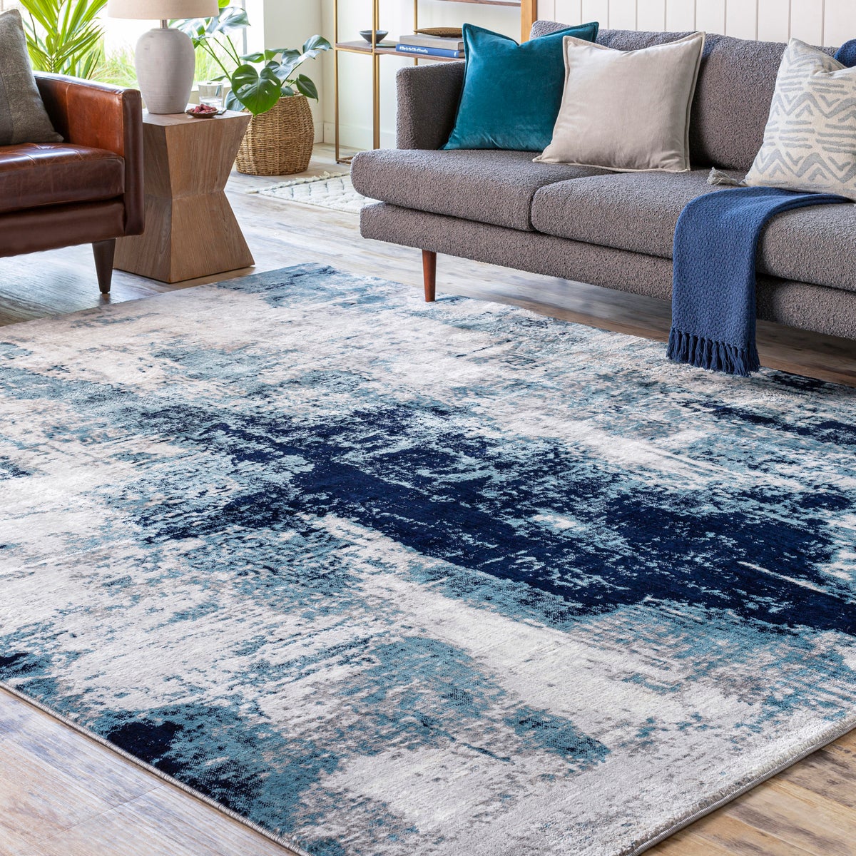Abstract Modern Tapijt Blauw/Grijs 200x275 cm GIULIA