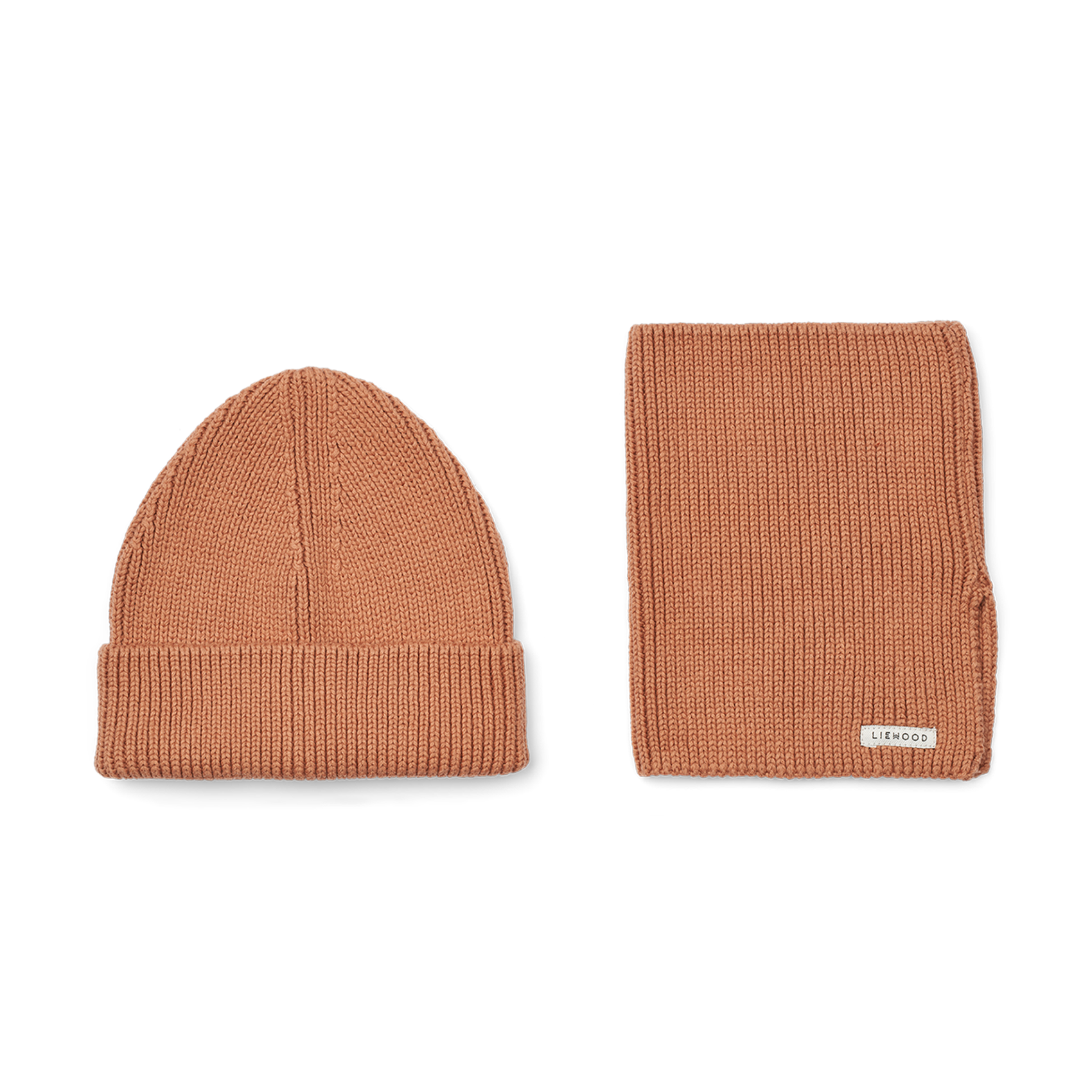 LINA - Set bonnet et écharpe en coton bio | Rose
