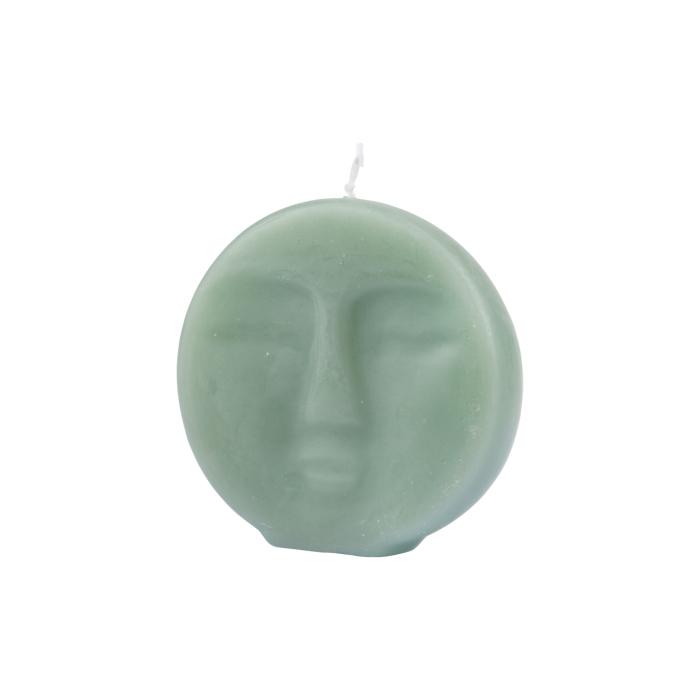 BOUGIE FORME VISAGE 9X2.5X9CM CELADON