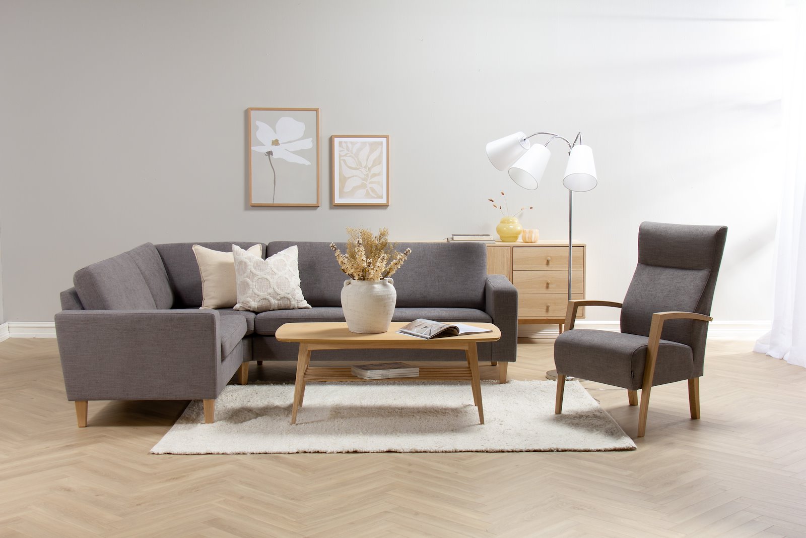 København gulvlampe 3 skjermer