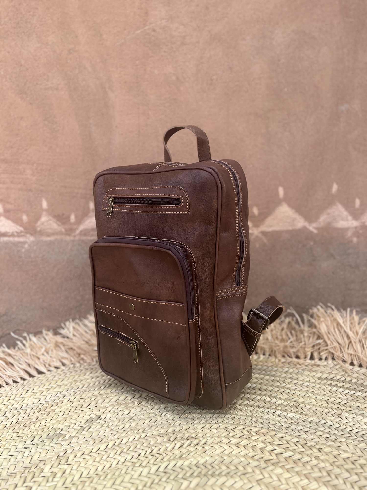 Tasche aus Ziegenleder braun, H 40 cm, B 27 cm günstig bestellen