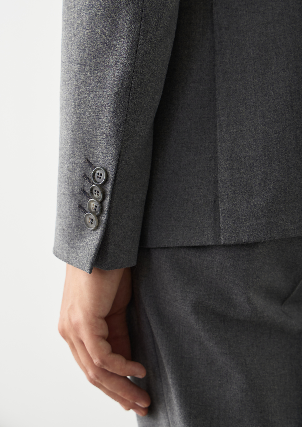 Veste coordonnable Regular en laine mélangée unie grise