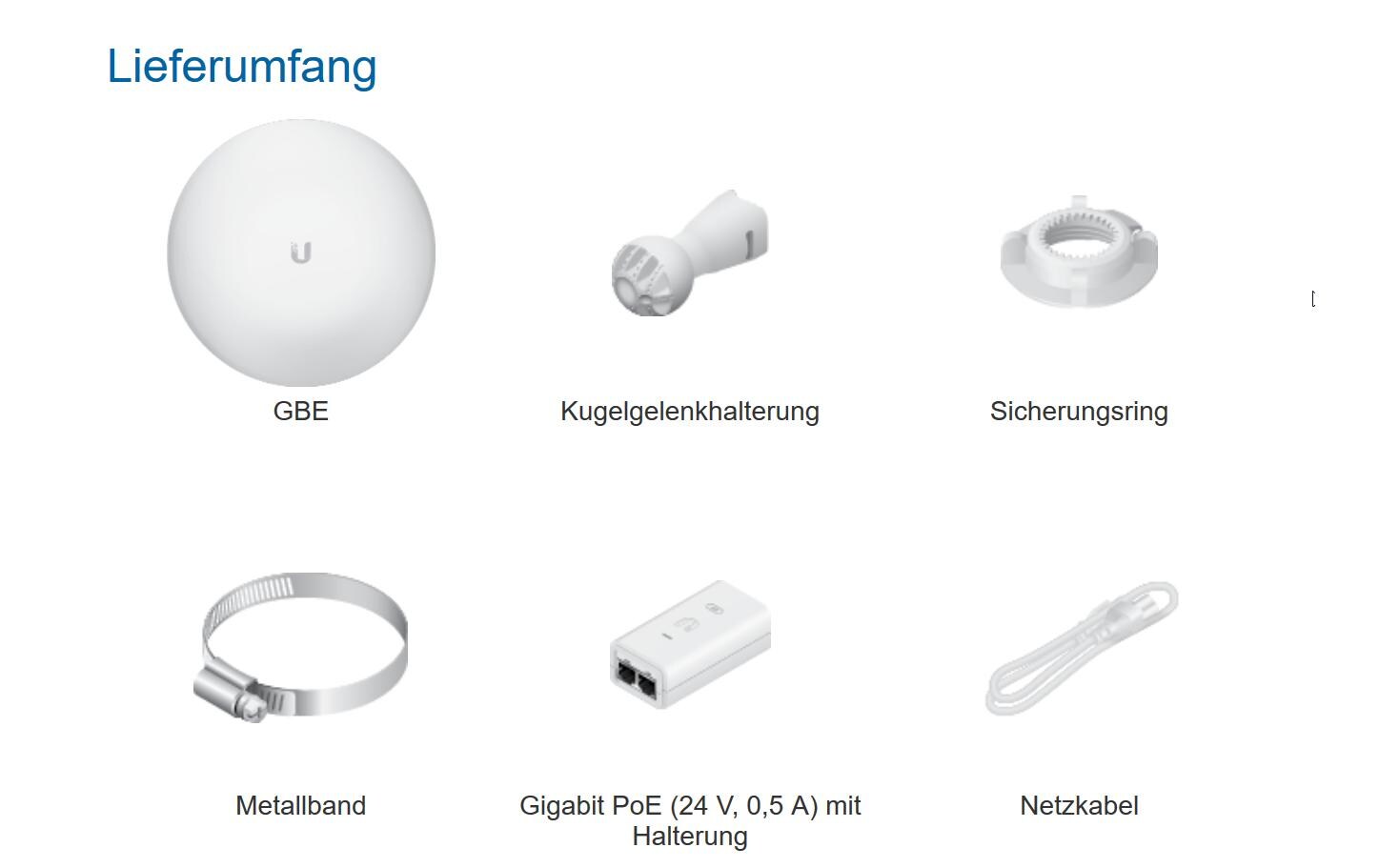 WLAN-Bridge GigaBeam GBE 60Ghz/5Ghz, 17.2dBi, 500m<br>Ubiquiti GigaBeam: 1Gbps Funkbrücke über eine Distanz bis 500 Meter. 5Ghz Backup und 2.4Ghz Management