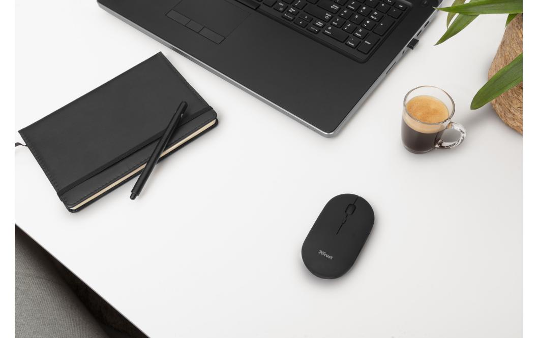 Maus Puck Rechargeable BlackWiederaufladbare Funkmaus mit abgerundeten Design