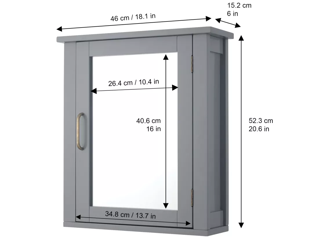 Armoire à pharmacie murale avec miroir avec étagère réglable
