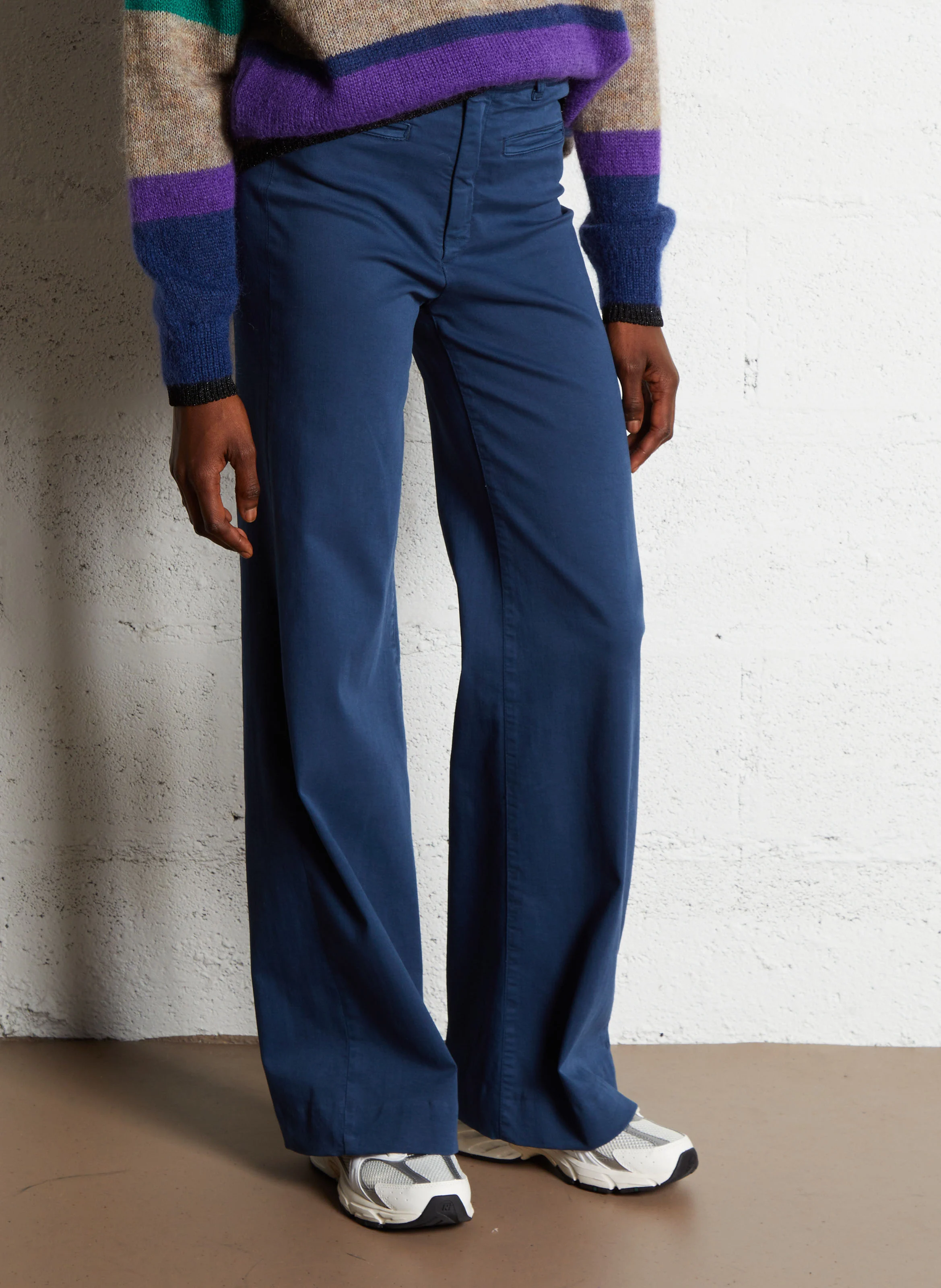 VIVA - Jean flare taille haute en coton mélangé | Bleu
