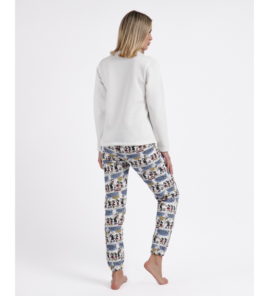 Pijama branco de manga comprida da Disney com estampa de quadrinhos